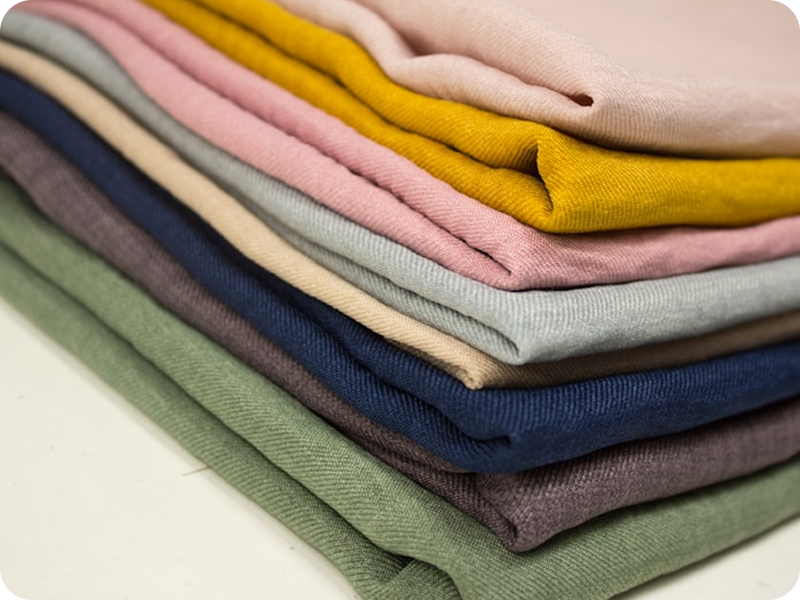 Stacked colorful fabrics