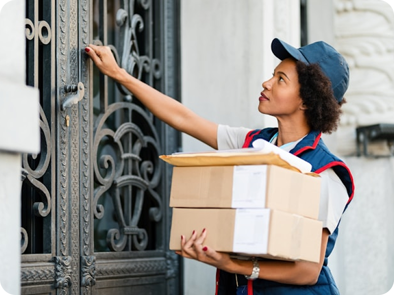 Delivery person shipping packages